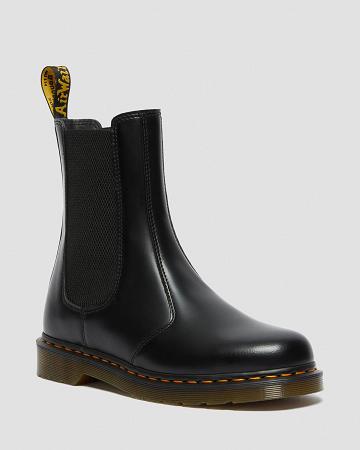 Dr Martens 2976 Hi Smooth Læder Chelsea Støvler Herre Sort | DK 483BEX